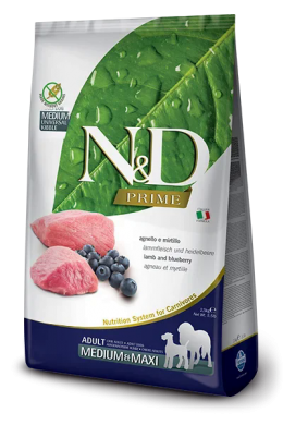 N&D Dog Prime c ягненком и черникой беззерновой сухой корм для взрослых собак средних и крупных пород