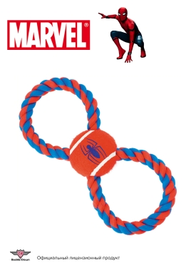 Buckle-Down игрушка для собак мячик на веревкеЧеловек-паук цвет красный 29см