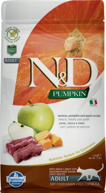 N&D Cat Pumpkin c олениной, яблоком и тыквой беззерновой сухой корм для кошек