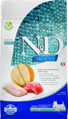 N&D Dog Ocean с лососем, треской и дыней беззерновой сухой корм для взрослых собак мелких пород