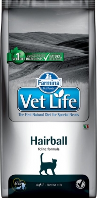 Vet Life Cat Hairball с курицей диетический сухой корм для кошек способствующий выведению комочков шерсти из кишечника