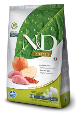 N&D Dog Prime c кабаном и яблоком беззерновой сухой корм для взрослых собак средних и крупных пород