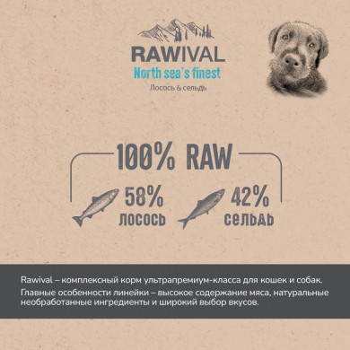 RawivalNorth Sea’s Finest с лососем и сельдью сухой корм для щенков средних и крупных пород