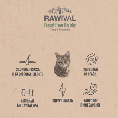 RawivalFinest from the Sky с уткой и индейкой сухой корм для взрослых кошек