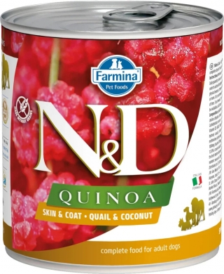 N&D Dog Quinoa с перепелом,кокосом и киноа для здоровья кожи и шерсти влажный корм для собак