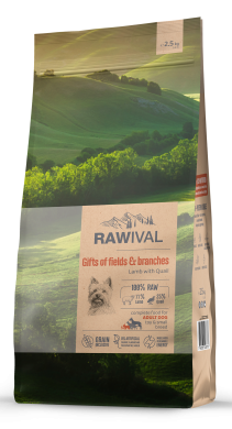 RawivalGifts of Fields&Branches с ягненком и перепелом сухой корм для взрослых собак карликовых и мелких пород